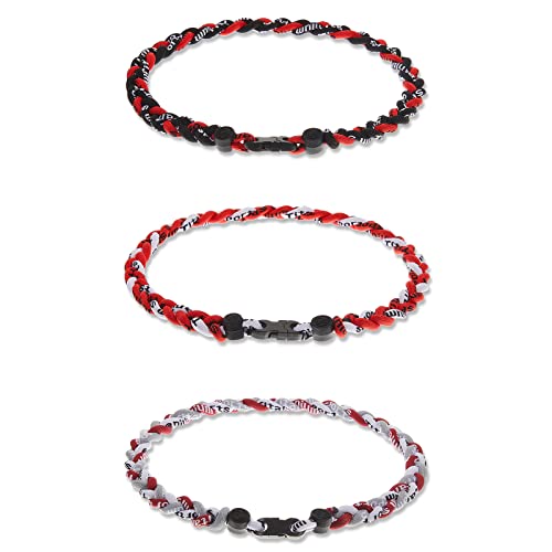 Junkin Baseball-Halsketten mit drei geflochtenen Seilen, Titan-Halskette für Teamgeschenke, Jungen, Herren, Spieler, Softball-Fans, Sport von Junkin