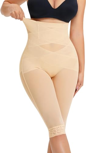 Junlan Bauchweg Unterhose Damen Shapewear Miederhose Stark Formend Hohe Taille Figurformende UnterwäSche Leggings Body Shaper Miederpants（Beige，2XL） von Junlan