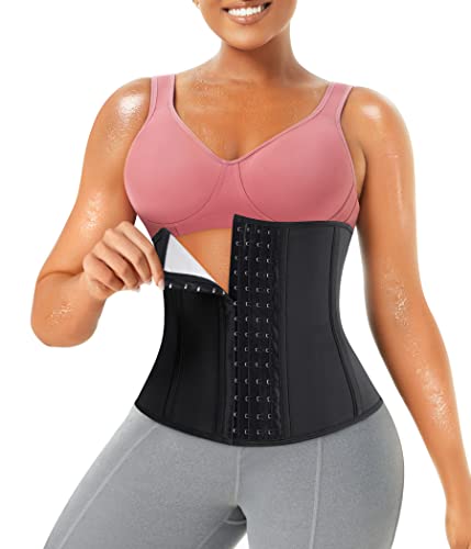 Junlan Bauchweggürtel Damen Waist Trainer Body Shaper Bauchweg Taillenformer Sauna Bauchweggürtel Schwitzgürtel Fitness (Schwarz, M) von Junlan