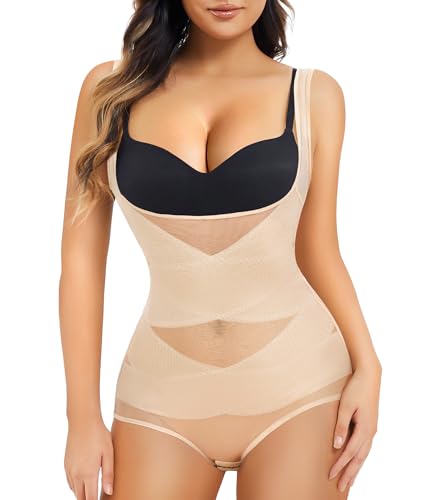 Junlan Body Shapewear Damen Bauchweg Bodysuit Figurenformend Damen Body Shaper Formbody Miederbody Taillenformer Damen Bauchweg Body (Beige, 2XL) von Junlan