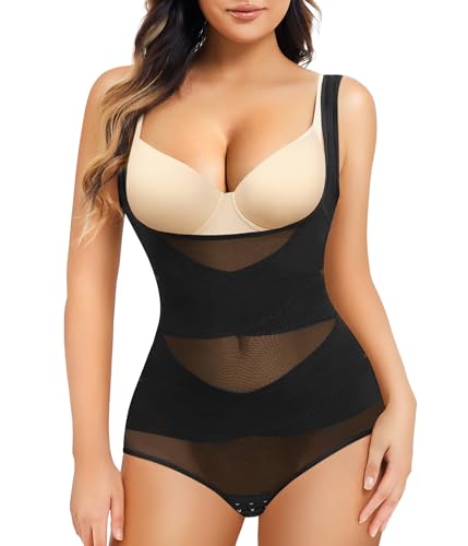 Junlan Body Shapewear Damen Bauchweg Bodysuit Figurenformend Damen Body Shaper Formbody Miederbody Taillenformer Damen Bauchweg Body (Schwarz, 2XL) von Junlan