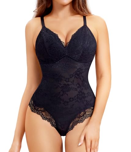 Junlan Shapewear Damen Bauchweg Body Shaper Miederslip Shaping Bodysuits Leicht Figurformende Unterwäsche V-Ausschnitt von Junlan