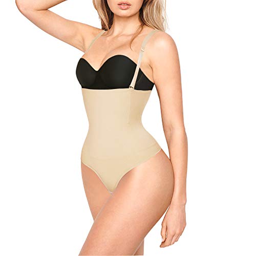 Junlan Shapewear Damen Bauchweg Faja Body Shaper Damen Bodysuit Miederbody Stark Formend Body Damen String (Hautfarbe, 3XL-4XL) von Junlan