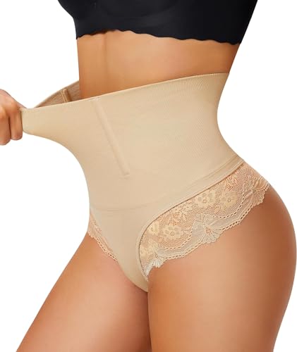 Junlan Shapewear Damen Miederslip Body Shaper Bauchweg Hohe Taille Nahtlos Mieder Unterhose Miederhose Damen Bauchweg String Shaping UnterwäSche(Beige,S) von Junlan