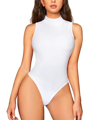 Junlan Shapewear Damen Stehkragen-Design Shape up Bodysuit Sculpting Body Shaper Damen Sleeveless Top Bodysuit Women (Weiß, L) von Junlan