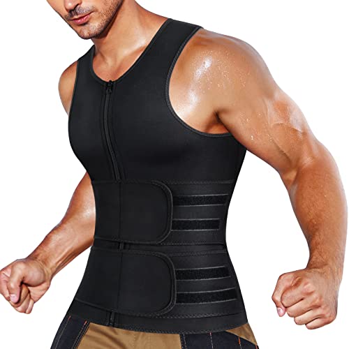 Junlan Tanktop Abnehmen Herren Neopren Stirnband Bauchweste Sauna für Schweiß Training Body Shaper Hot Thermo Abnehmen Fitness Schwitzen, Schwarz , M von Junlan