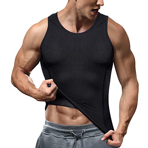 Junlan Unterhemd Herren Body Shapewear Kompressionsshirt Herren Workouts Tank Top Herren Bauch Weg Männer Compression Shirt Herren (Negro, XL-2XL) von Junlan