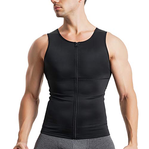 Junlan Unterhemd Herren Body Shapewear Kompressionsshirt Herren Workouts Tank Top Herren Bauch Weg Männer Compression Shirt Herren (schwarz, 3X-Large) von Junlan