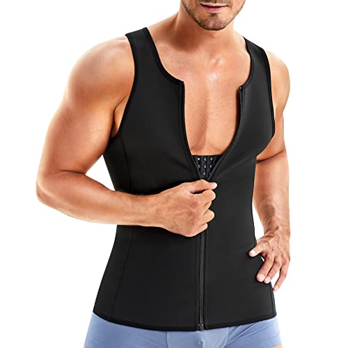 Junlan Unterhemd Kompressionsshirt Herren Bauch Weg Männer Body Shaper Herren T Shirt Korsett Herren（schwarz，2X-Large） von Junlan