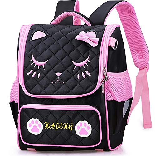 Junlion Mädchen Rucksack Grundschule Schultasche Nettes Tagesrucksack Geschenk für Prinzessin Mädchen Vorschule Schwarz von Junlion