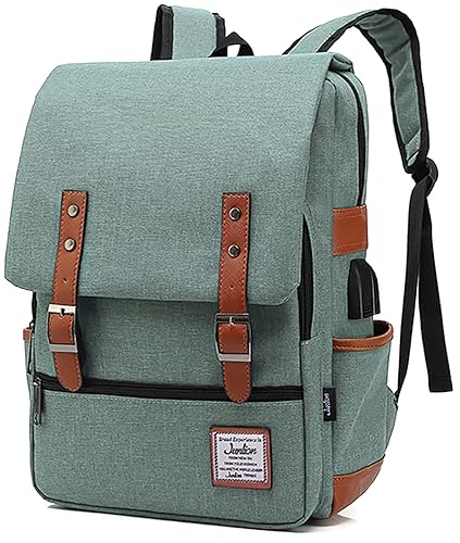 Junlion Vintage Rucksack College School Rucksack Unisex Laptop-Rucksack für Frauen Männer Mädchen Grün von Junlion