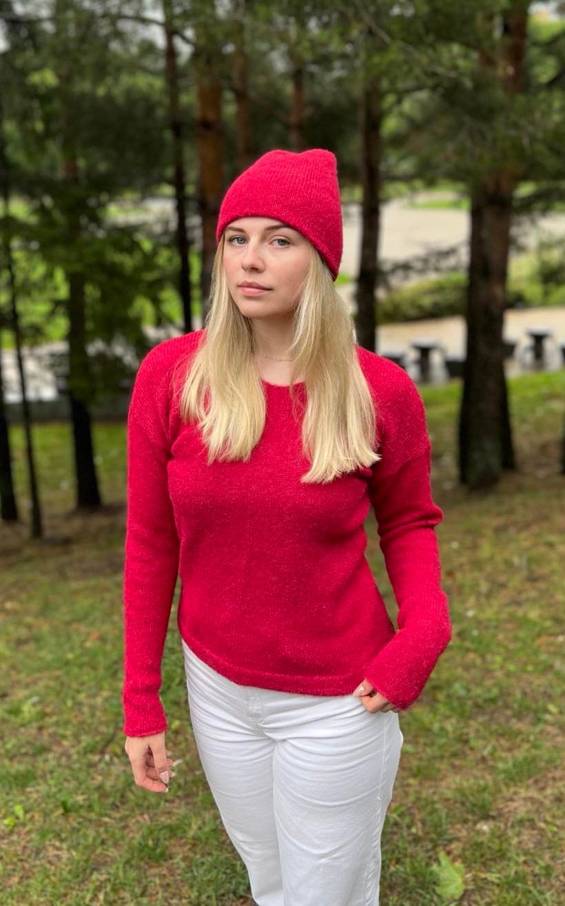 Roter Alpaka Pullover. Seide Pullover Aus Alpakawolle. Frauen Strickpullover. Valentinstag Geschenk. Seidenpullover. Winter Wollpullover Roter Alpaka Pullover. Seide Pullover Aus Alpakawolle. Frauen Strickpullover. Valentinstag Geschenk. Seidenpullover. Winter Wollpullover von Junman