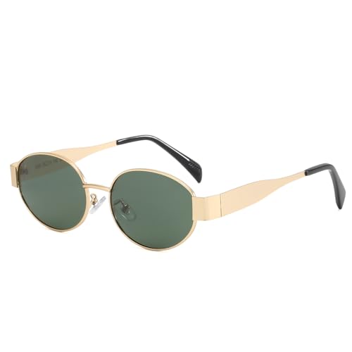 Junika Retro Polarisierte Sonnenbrille für Damen Trendige Klassische Metallrahmen Kleine Oval Designer Grün Sonnenbrille von Junsika