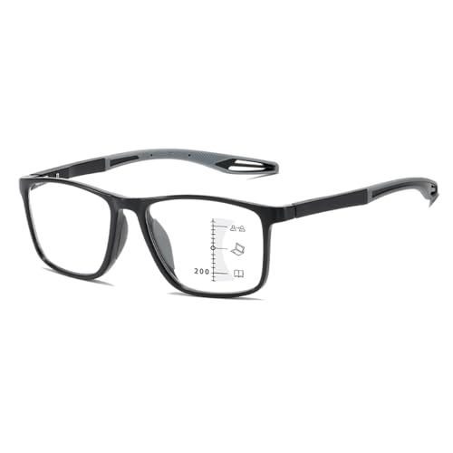 Junsika Blaulichtfilter Lesebrille Herren Damen Mode Klassisches Quadrat Progressive Multifokale Lesebrille 1.0 von Junsika