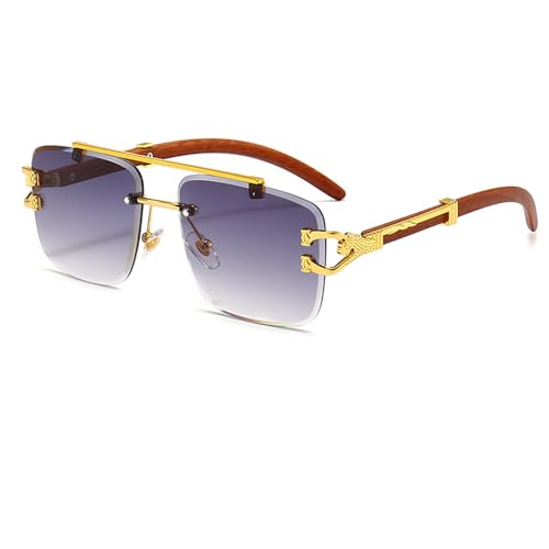 Junsika Übergroße Randlose Quadratische Sonnenbrille für Herren und Damen Klassische Retro Designer Holzimitat Gradient Schwarz Sonnenbrille Junsika Übergroße Randlose Quadratische Sonnenbrille für Herren und Damen Klassische Retro Designer Holzimitat Gradient Schwarz Sonnenbrille von Junsika