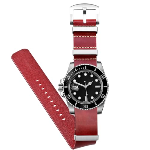 Juntan 20mm 22mm Leder Uhrenarmband Echtes Kalbsleder Armband, Ersatz einteilige geölte Uhrenarmbänder Mit Edelstahlschlaufe Loop für Männer und Frauen von Juntan