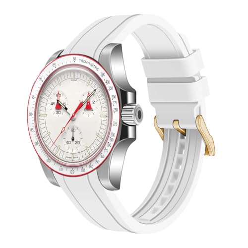 Juntan 20mm 22mm Uhrenarmbänder für Damen Herren Gebogene Enden Silikon Armband Weichem Kautschuk Sport Ersatz Uhrenarmband für Moonswatch Schnellverschluss Armbänder Männer Frauen von Juntan