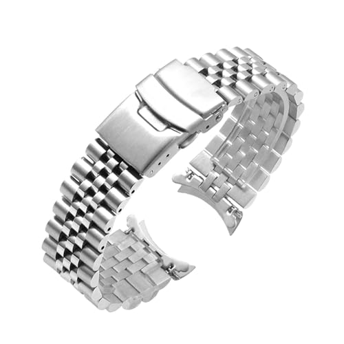 Juntan 22mm Edelstahl Uhrenarmband Gebogene Enden Konisch Flexibles Metall Uhrenarmbänder Armband Silber Schwarz Ersatzarmband Faltschließe von Juntan