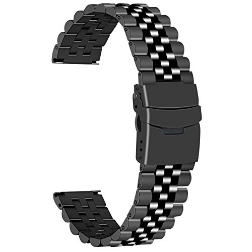 Juntan 3D Armband 22mm Black Metal Watch Ersatzband Edelstahl Uhrenarmband für Männer Frauen Bereitstellungsverschluss von Juntan