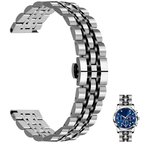 Juntan 7 Perlen Schnellspanner Edelstahl Uhrenarmband, Metall 20mm Uhrenarmbänder für Männer Frauen, einstellbare Business Armband mit Butterfly Verschluss mehrere Farben Juntan 7 Perlen Schnellspanner Edelstahl Uhrenarmband, Metall 20mm Uhrenarmbänder für Männer Frauen, einstellbare Business Armband mit Butterfly Verschluss mehrere Farben von Juntan