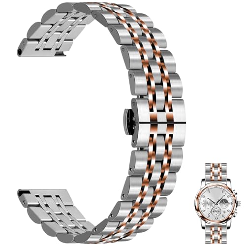 Juntan 7 Perlen Schnellspanner Uhrenarmband, 20mm 22mm Edelstahl Uhrenarmband für Männer Frauen, einstellbare Business Metall Uhrenarmband mit Butterfly Verschluss mehrere Farben Juntan 7 Perlen Schnellspanner Uhrenarmband, 20mm 22mm Edelstahl Uhrenarmband für Männer Frauen, einstellbare Business Metall Uhrenarmband mit Butterfly Verschluss mehrere Farben von Juntan