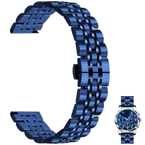 Juntan 7 Perlen Schnellspanner Uhrenarmband, 20mm 22mm Edelstahl Uhrenarmband für Männer Frauen, einstellbare Business Metall Uhrenarmband mit Butterfly Verschluss mehrere Farben Juntan 7 Perlen Schnellspanner Uhrenarmband, 20mm 22mm Edelstahl Uhrenarmband für Männer Frauen, einstellbare Business Metall Uhrenarmband mit Butterfly Verschluss mehrere Farben von Juntan