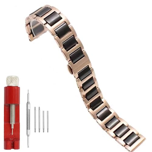 Juntan Keramik Edelstahl Uhrenarmband 20mm 22mm Quick Release Armband Ersatzband mit Butterfly Faltschließe Uhrenarmband für Frauen Männer von Juntan