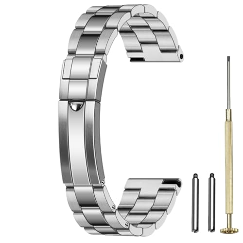 Juntan Edelstahl Armband 20mm 22mm Tapered Metal Uhrenarmband Solid Schraube in Silber und Schwarz Armband mit klassischen Tauchen Schnalle für Männer Frauen von Juntan