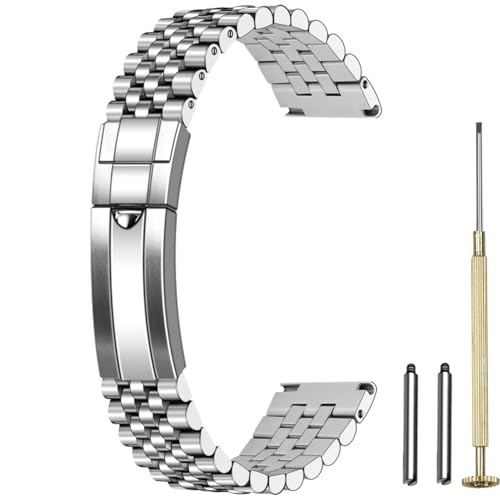 Juntan Edelstahl Uhrenarmband 20mm Schnellspanner Metall Uhrenarmbänder Männer Frauen, Schraube in Taperd Jubilee Ersatzarmband mit solider Schnalle Silber Juntan Edelstahl Uhrenarmband 20mm Schnellspanner Metall Uhrenarmbänder Männer Frauen, Schraube in Taperd Jubilee Ersatzarmband mit solider Schnalle Silber von Juntan