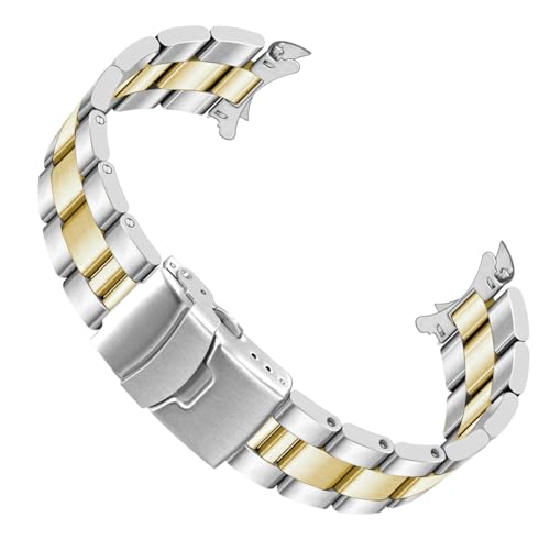 Juntan 20mm 22mm Edelstahl Uhrenarmband Gebogene Enden Uhrenarmbänder Metall Armband Schnellverschluss Ersatzarmband für Herren & Damen Entfaltungsschnalle Silber Gold von Juntan