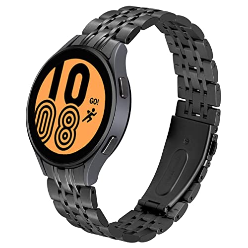 Juntan Gebogene Enden Keine Lücke Edelstahl Armbänder Kompatibel für Samsung Galaxy Watch 5 Uhr 4 40mm 44mm Galaxy Watch 4 Classic 42mm 46mm Uhrenamband Quick Release Ersatzarmband Silber und Schwarz von Juntan