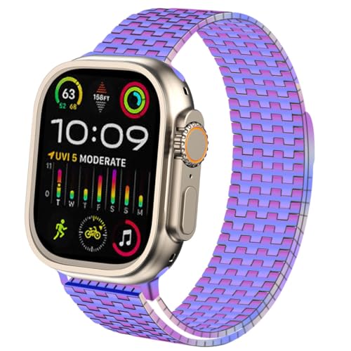 Juntan Kompatibel mit Apple Watch Armband 49mm 45mm 44mm 42mm 41mm 40mm 38mm, Magnet Einstellbar Armbänder für iWatch Series Ultra 2 9 8 7 SE 6 5 4 3 2 1 (42mm/44mm/45mm/49mm, Bunt) von Juntan