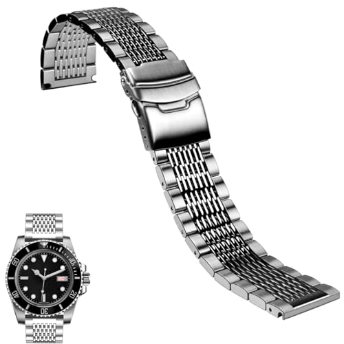 Juntan Edelstahl Uhrenarmband 20mm Schnellspanner, Metall Uhrenarmbänder Armband 20 mm für Männer Frauen, Verstellbares Business Uhrenarmband Silber mit Doppelfaltschließe Juntan Edelstahl Uhrenarmband 20mm Schnellspanner, Metall Uhrenarmbänder Armband 20 mm für Männer Frauen, Verstellbares Business Uhrenarmband Silber mit Doppelfaltschließe von Juntan