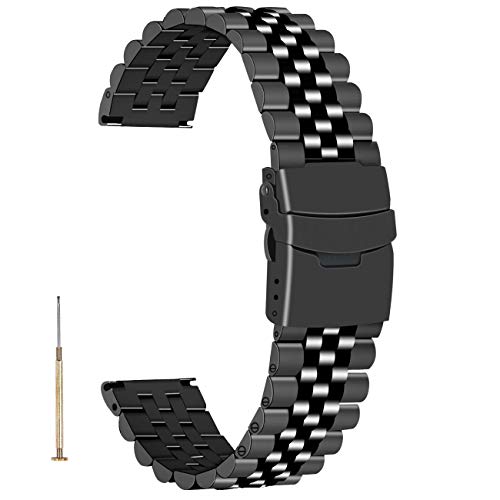 Juntan Schnelle Veröffentlichung Ersatz schwarz Armband für Männer Frauen 22mm 3D Uhrenarmband Konisches Einschrauben Edelstahl Ersatzarmband Juntan Schnelle Veröffentlichung Ersatz schwarz Armband für Männer Frauen 22mm 3D Uhrenarmband Konisches Einschrauben Edelstahl Ersatzarmband von Juntan