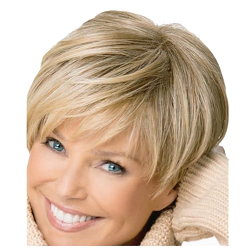 Junterone Kurze, blonde Perücke für Damen, Kunsthaarperücke, für Damen, für den täglichen Gebrauch, Hochtemperaturfaser von Junterone
