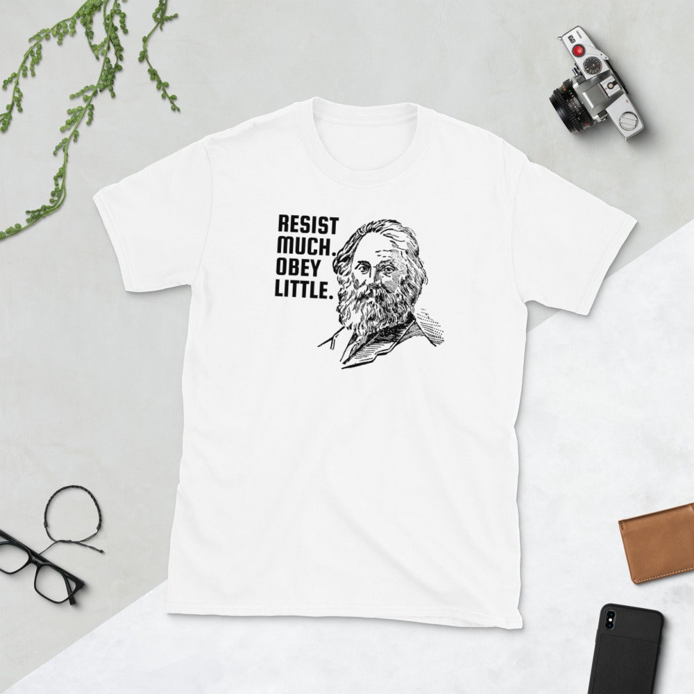 Walt Whitman Resist Much Obey Little Protest Kurzarm Unisex T-Shirt von JuntoTees