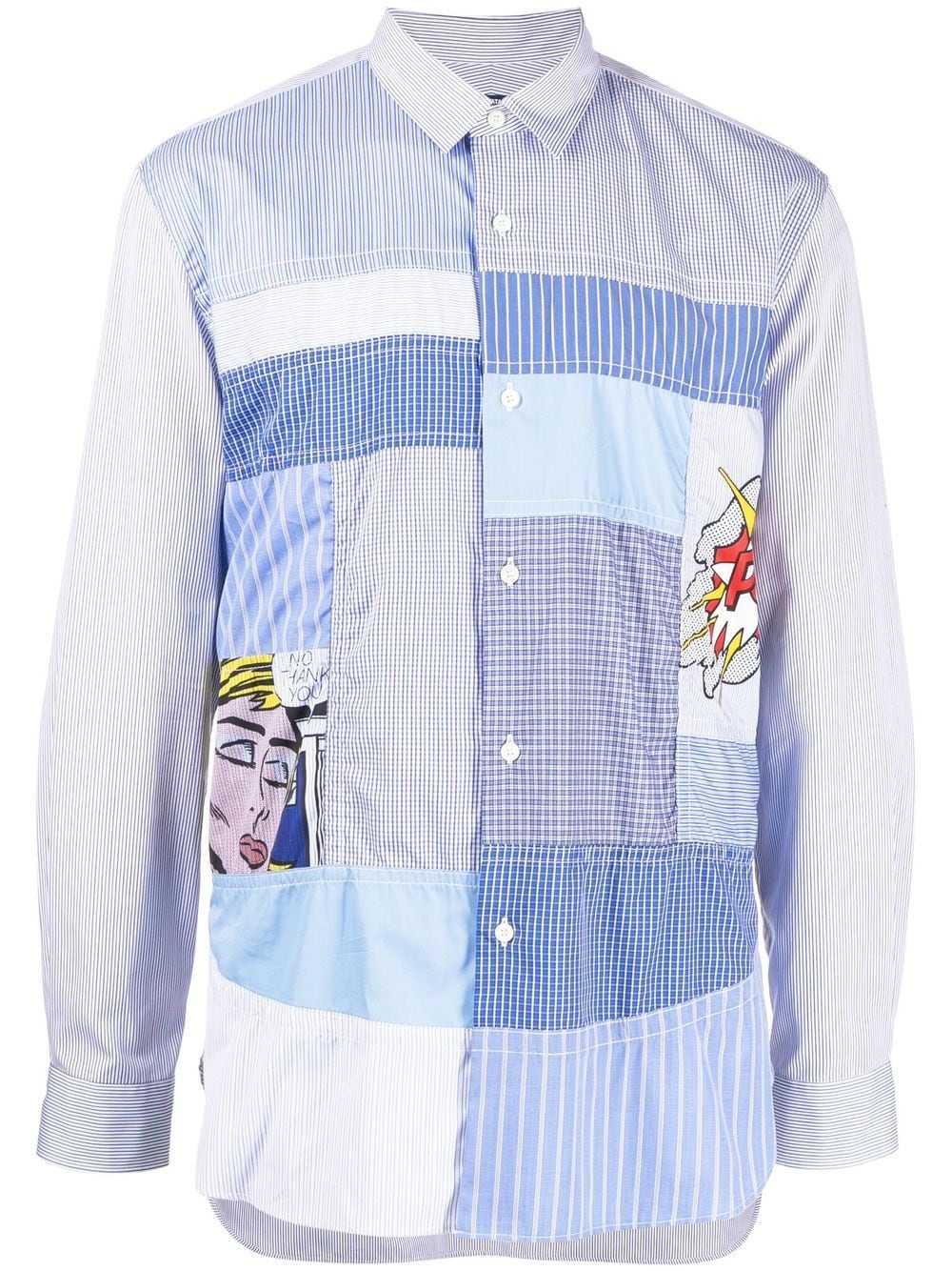 Junya Watanabe MAN Gestreiftes Hemd im Patchwork-Look - Blau von Junya Watanabe MAN