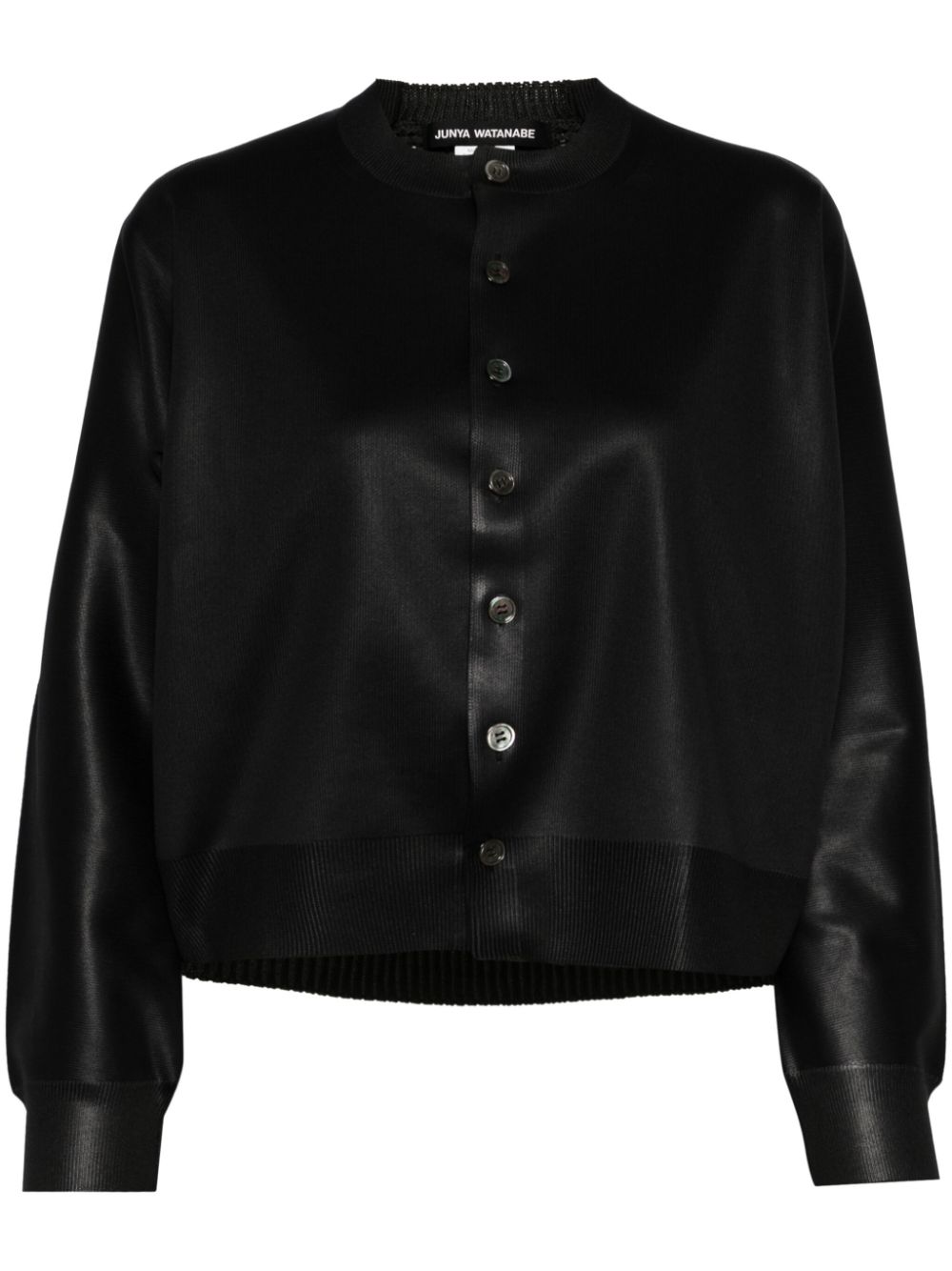 Junya Watanabe glossy-effect button-up cardigan - Schwarz von Junya Watanabe