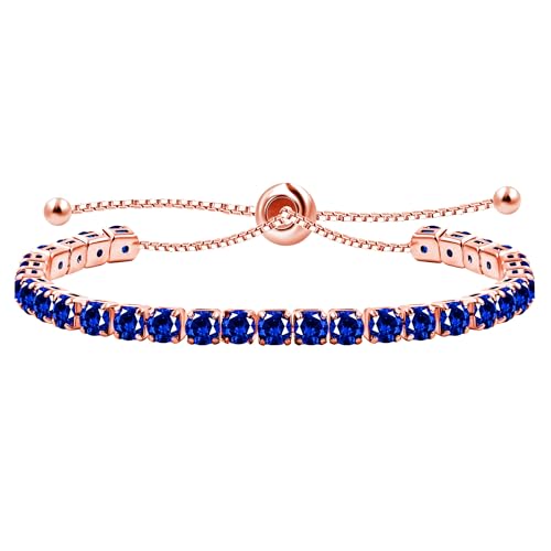 JunyiDIY Dunkelblaues Cubic Zirkonia Tennisarmband Für Frauen, Verstellbares Funkelndes Schmuck Elegantes Geschenk Für Oma Schwester YA4043 von JunyiDIY