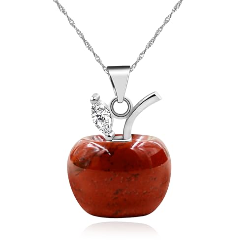 JunyiDIY Halskette mit rotem Apfel-Anhänger für Damen | Eleganter und romantischer roter Steinschmuck für Partnerliebhaber, Valentinstag-Liebesgeschenk YA4030 von JunyiDIY