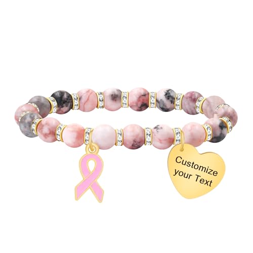 JunyiDIY Handgemachtes rosa Schleifen-Armband – Zebra-Stein & Zirkon-Perlen – “Never Give Up” – Ehrung an die Stärke der Frauen JunyiDIY Handgemachtes rosa Schleifen-Armband – Zebra-Stein & Zirkon-Perlen – “Never Give Up” – Ehrung an die Stärke der Frauen von JunyiDIY