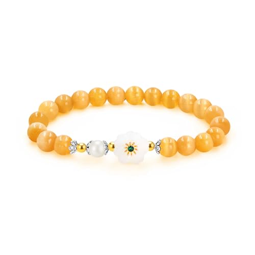 JunyiDIY Orangenes Katzenauge-Armband – Handgemachtes Blumenarmband – Geschenk für Strand, Sommer oder Geburtstag YS5620 von JunyiDIY