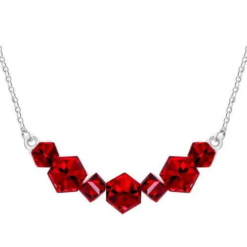 JunyiDIY Roter Kubischer Österreichischer Kristallanhänger-Halskette - Eleganter Würfelanhänger-Schmuck Für Mutter Liebhaber Braut Verlobung Hochzeit Weihnachten von JunyiDIY