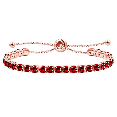 JunyiDIY Rotes Cubic Zirkonia Tennisarmband Für Frauen, Verstellbares Elegantes Geschenk Hochzeit Oder Verlobung Weihnachten Schmuck Für Braut Brautjungfern YA4043 von JunyiDIY