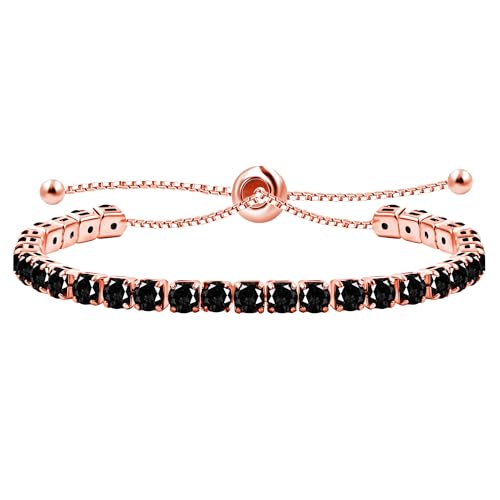 JunyiDIY Schwarzes Cubic Zirkonia Tennisarmband Für Frauen, Verstellbares Funkelndes Geschenk Eleganter Schmuck Für Frau Tochter YA4043 von JunyiDIY