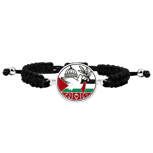 JunyiDIY Verstellbares Edelstahl Palästina Friedenstaubenarmband mit Moschee & Olivenzweig Symbol, Unisex Erbe Stolz Schmuck von JunyiDIY