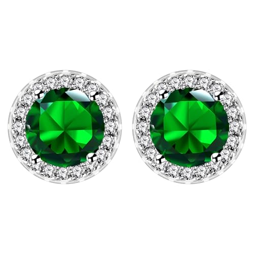 JunyiDIY stilvolle grüne CZ Steckerohrringe für Frauen | Hypoallergener Geburtsstein Reichtum Schmuck für ihre Mama beste Freundin Muttertag und Neujahr von JunyiDIY