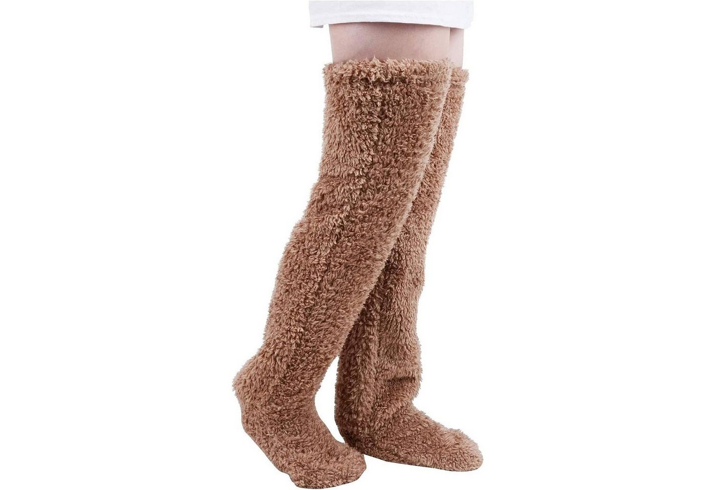 Juoungle Langsocken Damen Plüsch Overknees Socken flauschig Winter warme Haussocken von Juoungle
