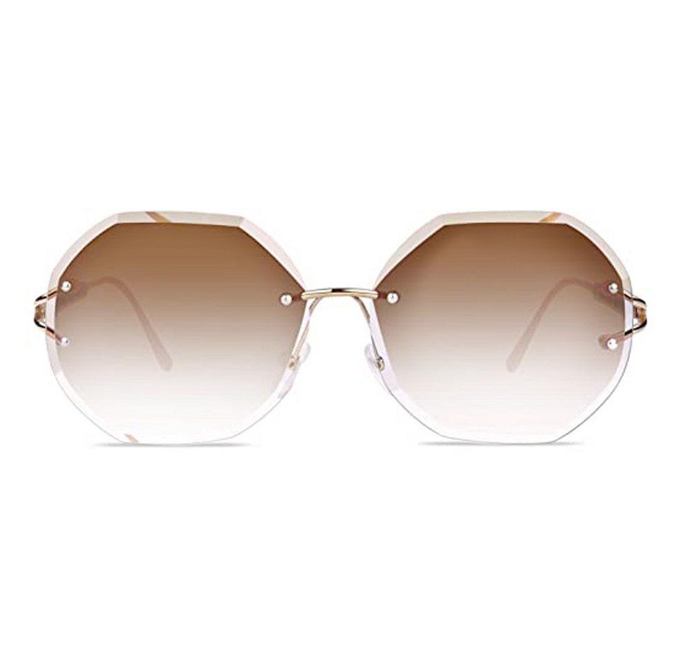 Juoungle Sonnenbrille Frauen Sonnenbrillen übergroße randlose Diamant-Schneidlinse Klassisch von Juoungle