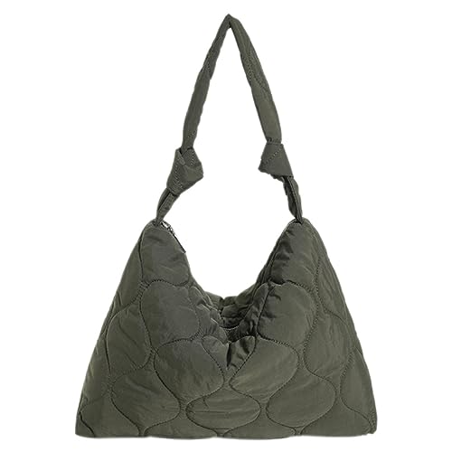 Gesteppte Tragetasche Puffer Tasche für Frauen Puffy Hobo Bag Leichte gesteppte Polsterung Umhängetasche Knoten-Design, Dunkelgrün, Einheitsgröße von Juoxeepy